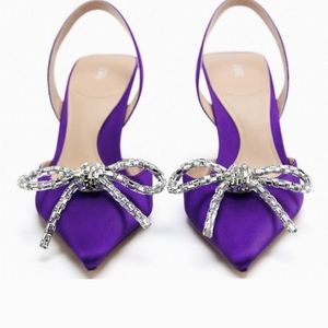 Zara Embellished Bow Slingback Heels